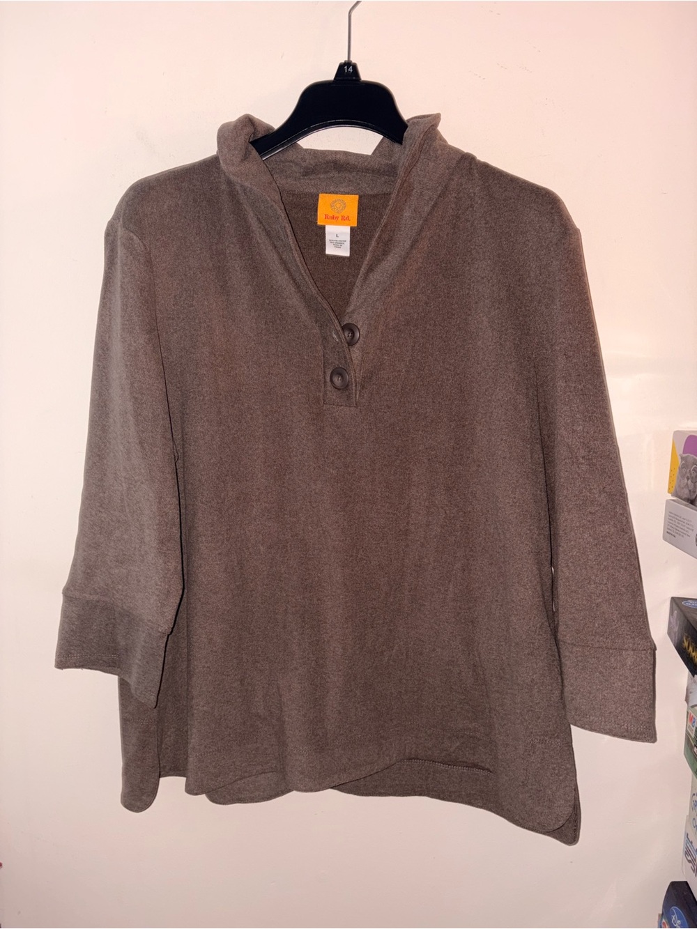 Nwt Ruby Rd. Luxe Half Button Collared Top size large